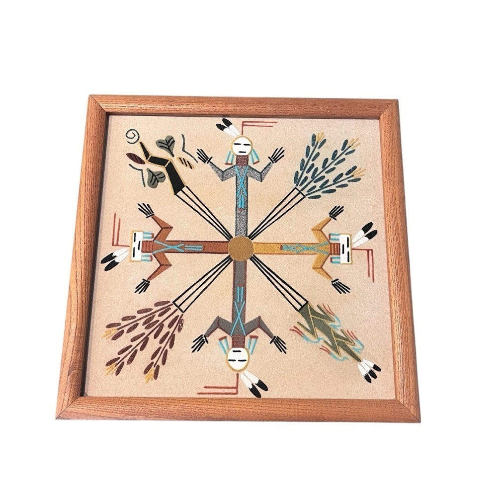 Handcrafted Native American Sand Painting Wall Art
